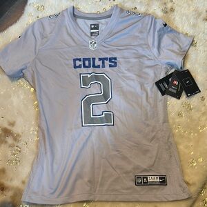 NFL Nike Wentz Colts Light Gray Jersey with Blue Accents